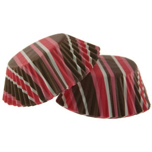 Pink & Brown Stripe Baking Cups - 50 Cupcake Liners