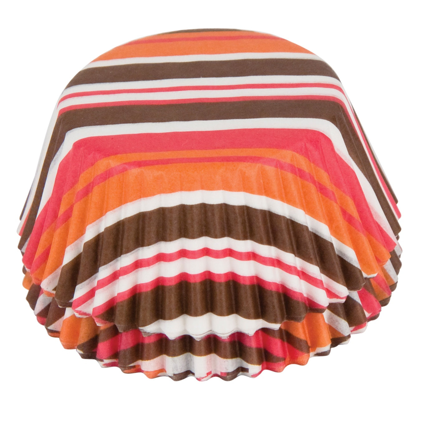 Pink, Brown and Orange Stripe Baking Cups - 50 Cupcake Liners