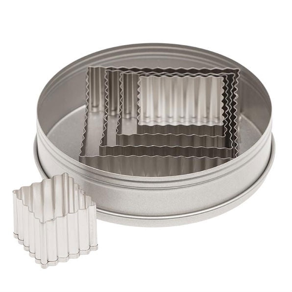 Ateco 5 Piece Square Cutter Set, Fluted Edge