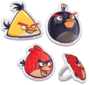 Angry Birds - Red, Yellow & Bomb Cupcake Rings - 12 Cupcake Rings