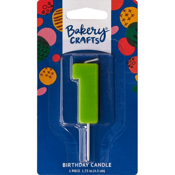 Mini Block Number Candle - 1 - Green