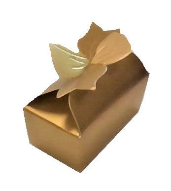 Small, Gold Candy Box with Bow, 1 Piece Folding Box