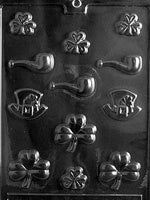 St Patrick's Day Assortment Chocolate Mold Includes Shamrocks, Pipes and Hats