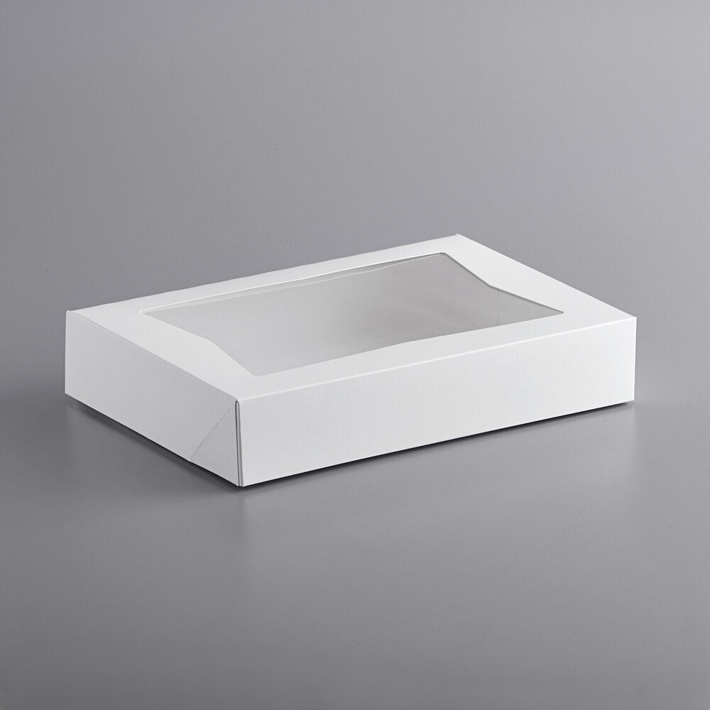 White Pastry Box with Window - 12x8x2.25 inch