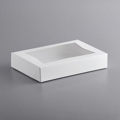 White Pastry Box with Window - 12x8x2.25 inch
