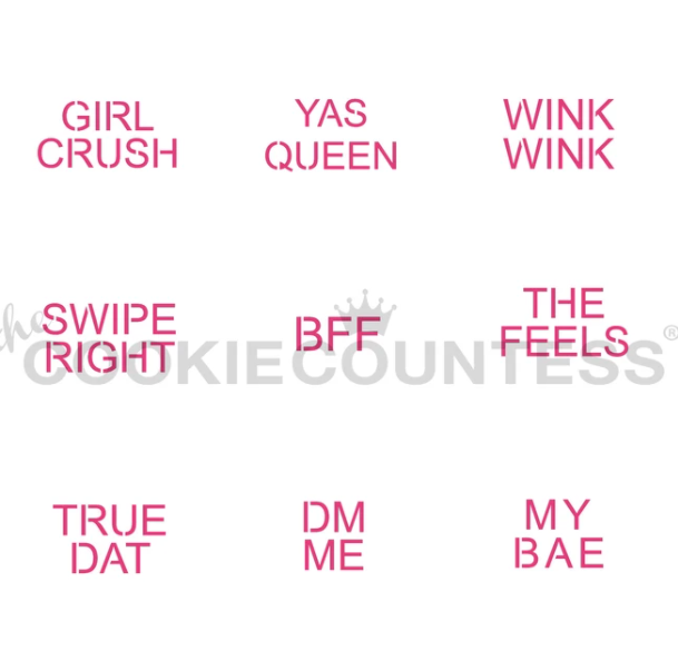 Modern Conversation Hearts Valentine's Day Stencil