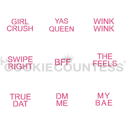 Modern Conversation Hearts Valentine's Day Stencil