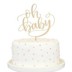 Oh Baby Cake Topper with a Gold Mirror Finish