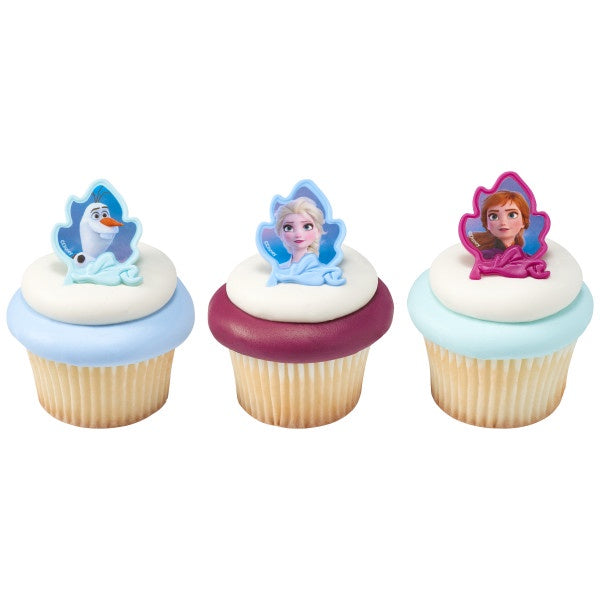Disney Frozen II Elsa, Anna & Olaf Cupcake Rings - 12 Rings