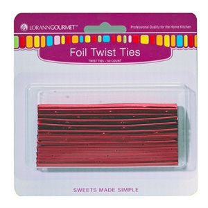 Lorann Red Foil Twist Ties | 50 Count
