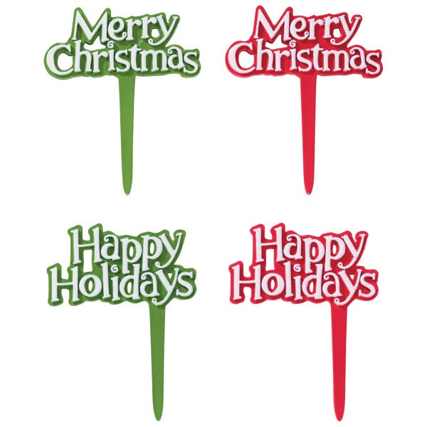 Holiday Tidings - 12 Cupcake Picks