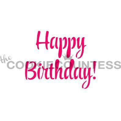 Script Happy Birthday Stencil