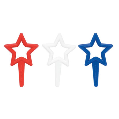 Red, White & Blue Puffy Star Cupcake Picks - 12 Picks