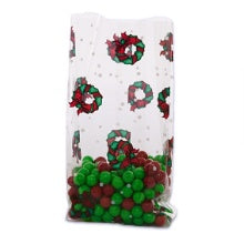 Holiday Wreath Treat Bags - 4x2.5x9.5 - 10 Bags