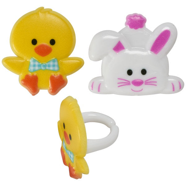 Duck and Bunny Cupcake Rings - 12 Rings