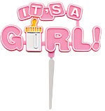Its A Girl Cake Pick (Pink with Bottle)