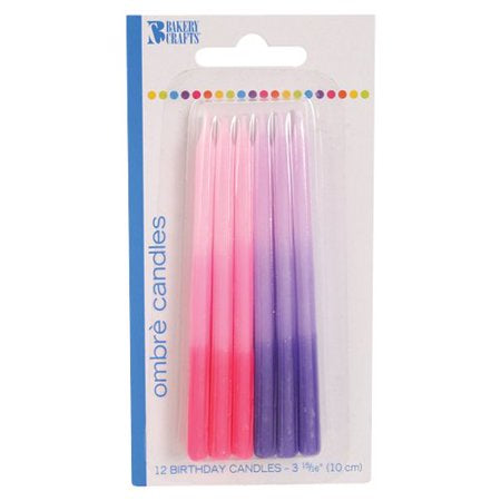 Pink and Purple Ombre Candles, 12pc