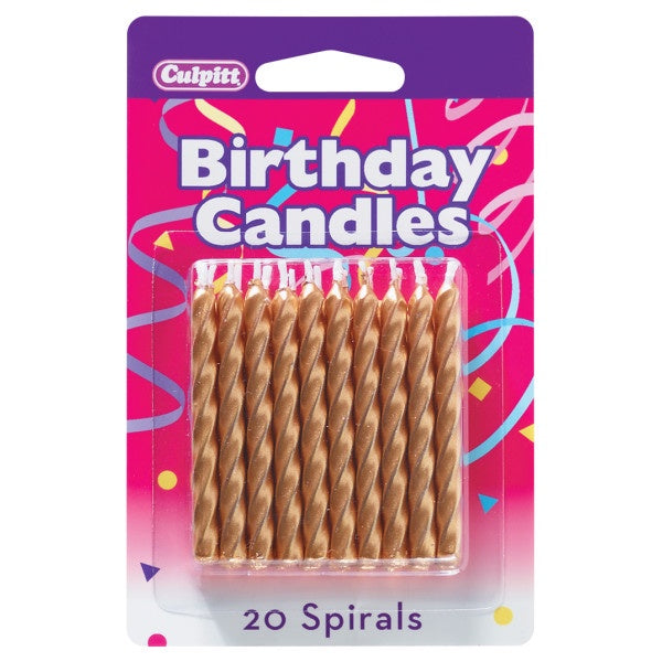 Gold Spiral Birthday Candles - 20pc