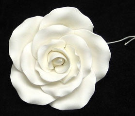 Tea Rose Single w/ wire - White - Extra Large