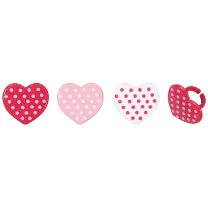 Polka Dot Heart Cupcake Rings - 12 Cupcake Rings