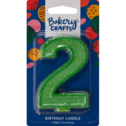Glitter Number Candle - 2 - Green