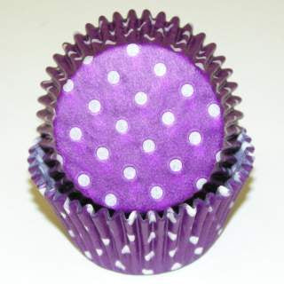 Purple Polka Dot, Standard Size Bake Cups - 50ish Cupcake Liners