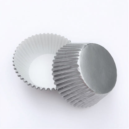 Gray Silver Foil Baking Cups - 50ish Cupcake Liners