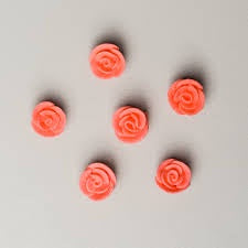 Mini Royal Icing Rose - Coral- 0.5"