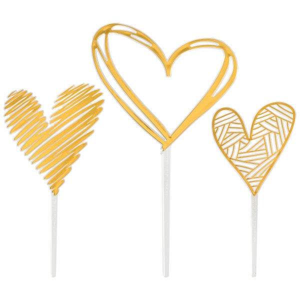 Gold Hearts Cake Topper Kit