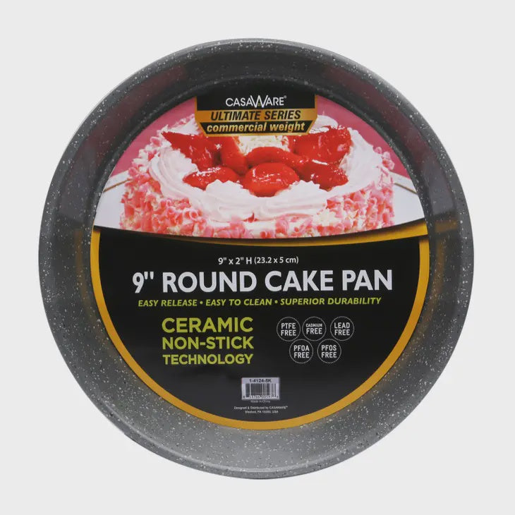 9x2 Inch, Silver, Ceramic, Non-Stick Round Cake Pan