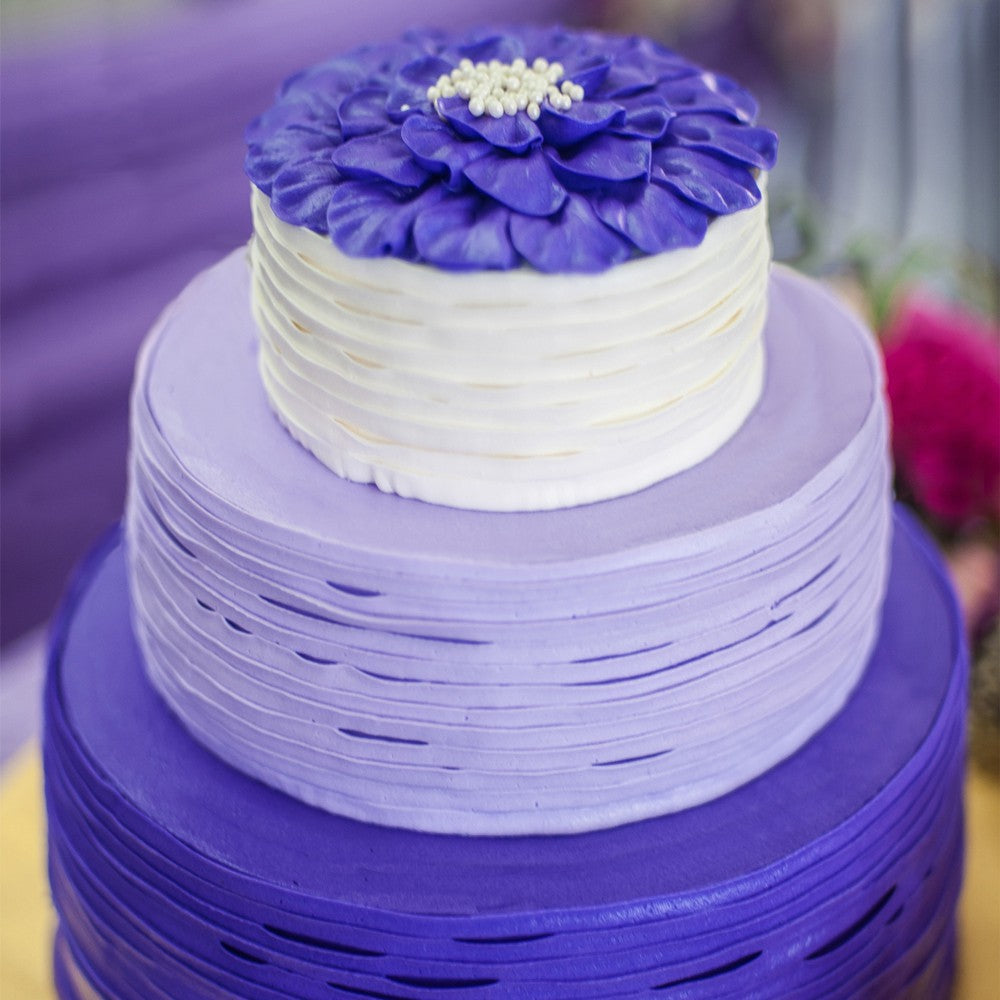 image of small 3 tier cake baked with the fat daddios cake pan set
