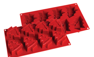 2.5oz Festive Christmas Tree Silicone Baking Mold, Fat Daddio's