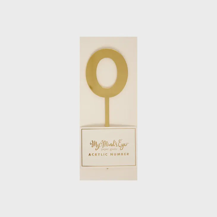 Gold Acrylic Cake Topper Number 0