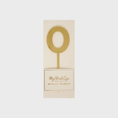 Gold Acrylic Cake Topper Number 0