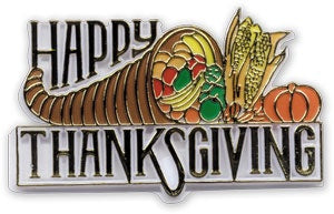 Happy Thanksgiving Horn Plaque Pick