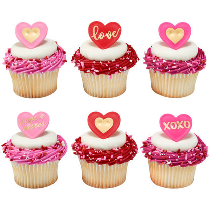 Love Heart Cupcake Rings- 12 Cupcake Rings