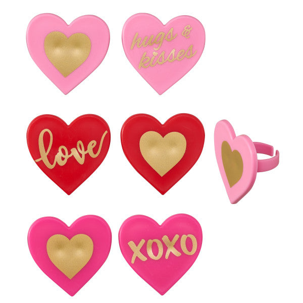 Love Heart Cupcake Rings- 12 Cupcake Rings