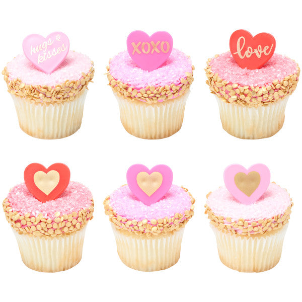 Love Heart Cupcake Rings- 12 Cupcake Rings
