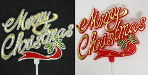Merry Christmas with Ribbon Plaque/Pick
