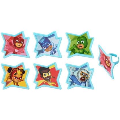 PJ Masks Cupcake Decorations - 12 Cupcake Rings