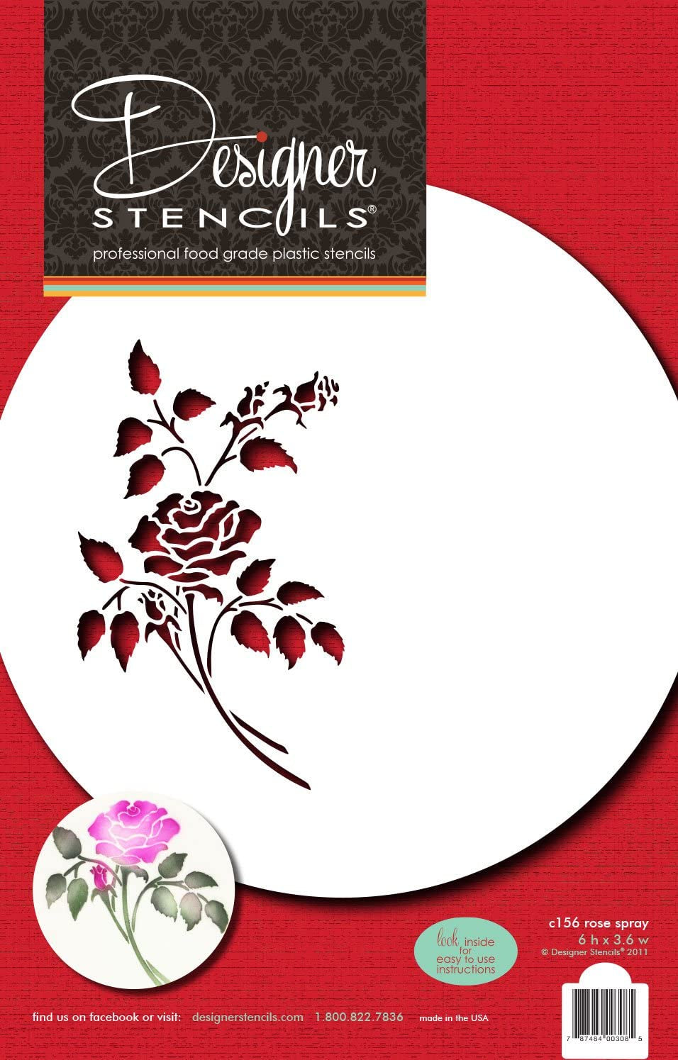 Rose Spray Cake Top Stencil