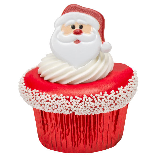 Santa Face Cupcake Rings - 12 Rings