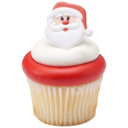 Santa Face Cupcake Rings - 12 Rings