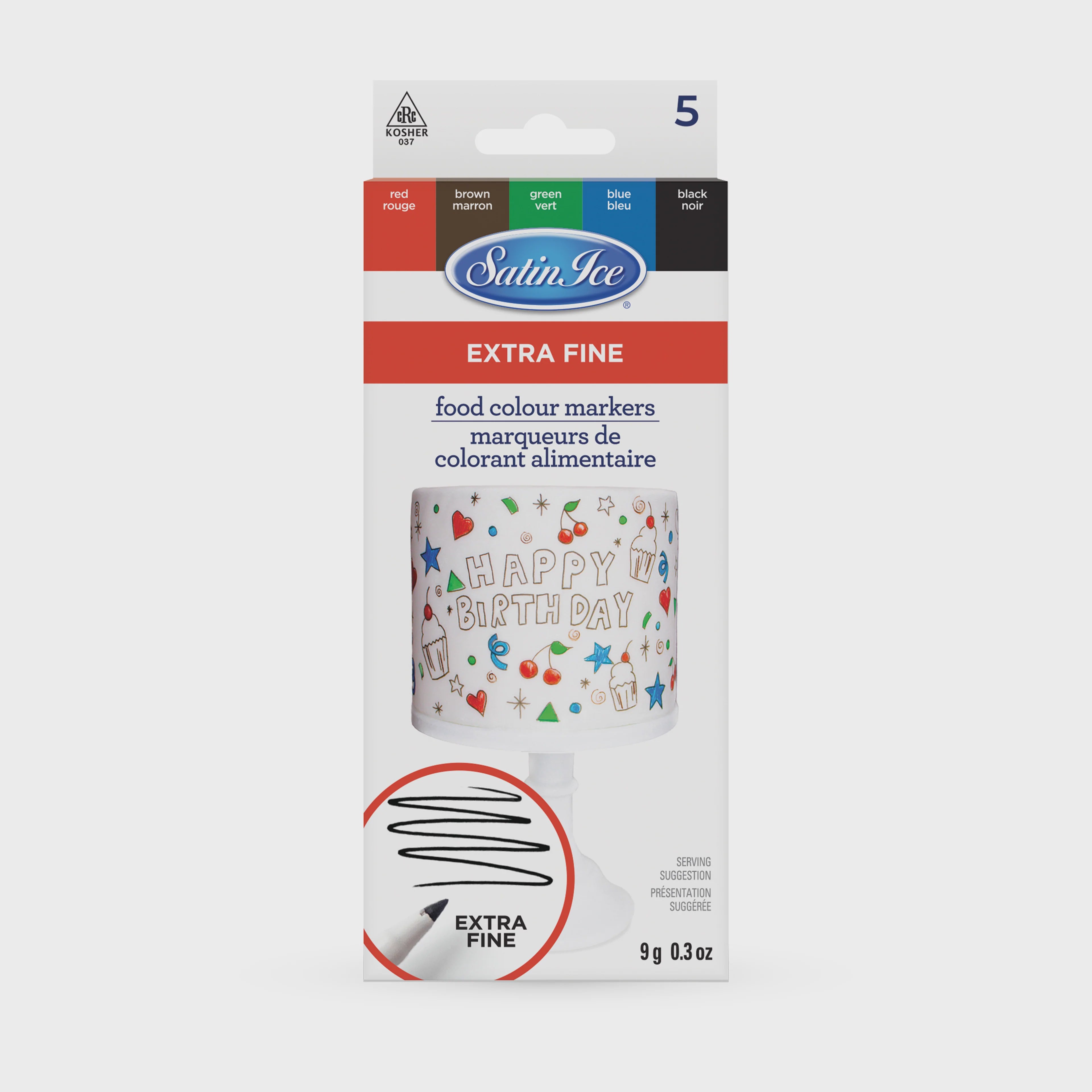 Satin Ice Primary Colors, Food Color Markers (Extra-Fine Tip)
