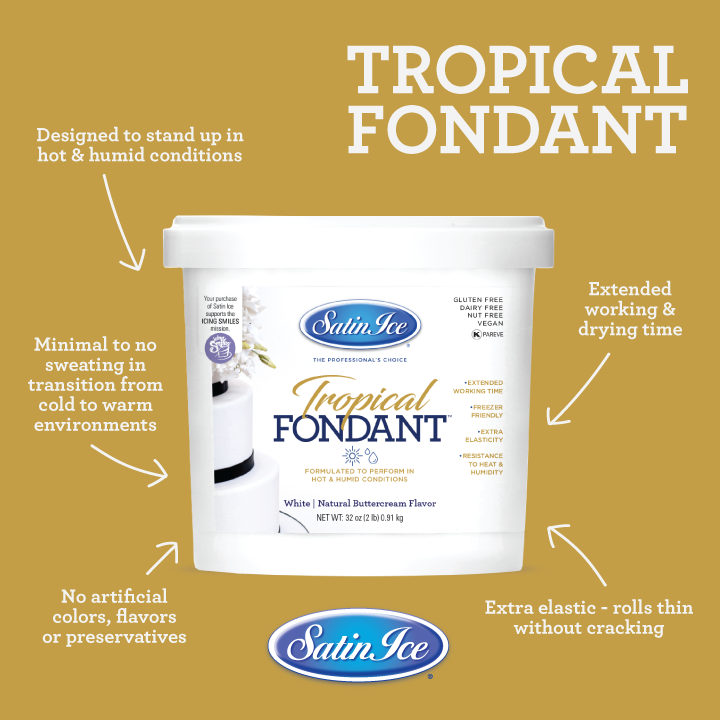 2lbs Tropical White, Satin Ice Tropical Fondant