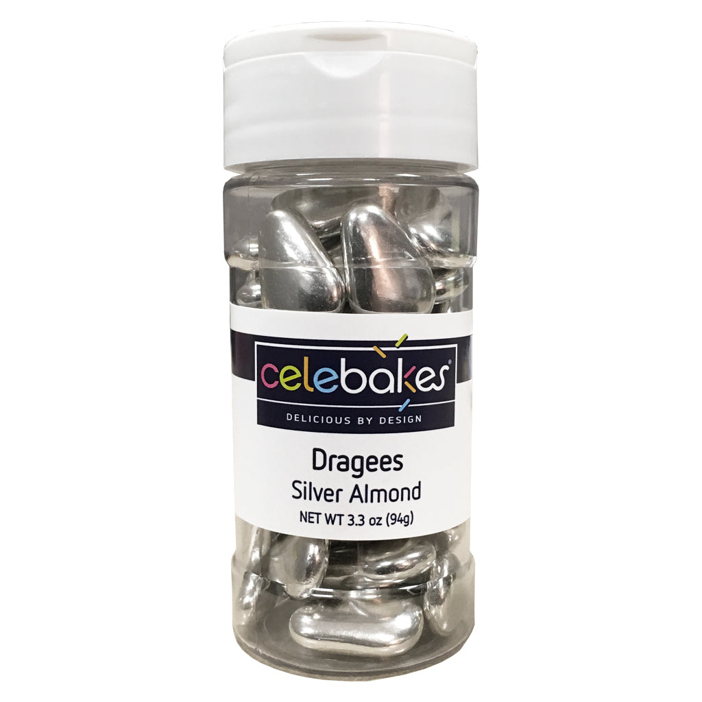 Celebakes Silver, Almond-Shaped Dragees