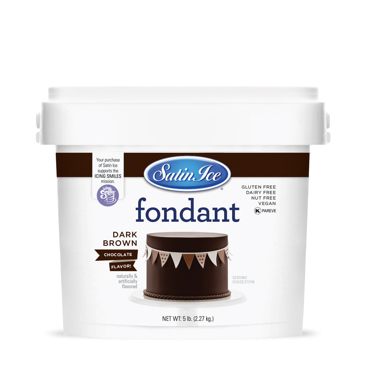 5lbs Dark Brown Chocolate, Satin Ice Fondant