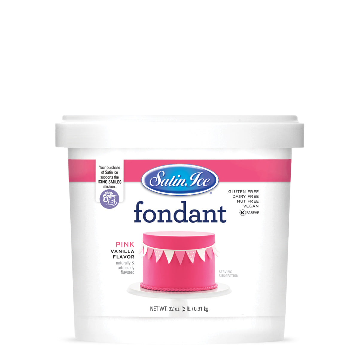 2lbs Pink, Satin Ice Fondant