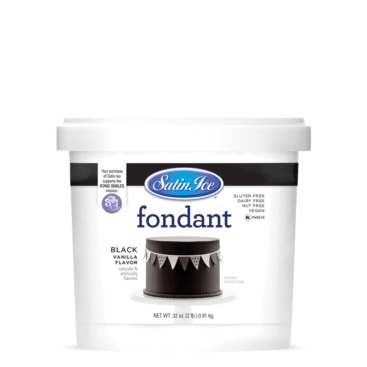 2lbs Black, Satin Ice Fondant