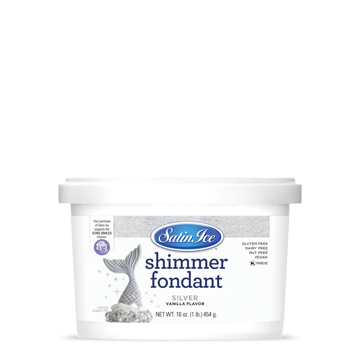 1lb Silver Shimmer, Satin Ice Fondant